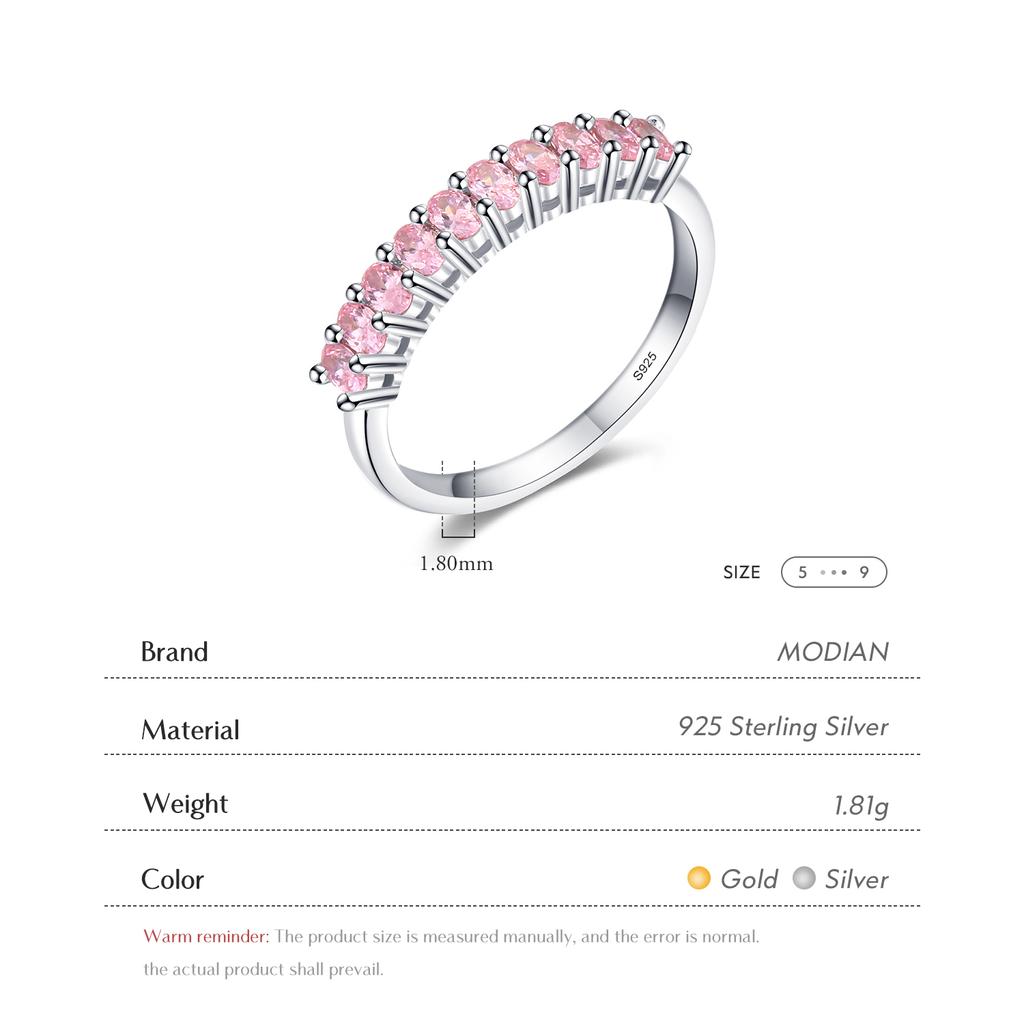 Romantic Pink Cubic Zirconia Ring Real 925 Sterling Silver Luxury Dazzling Finger Rings For Women Wedding Jewelry Anel