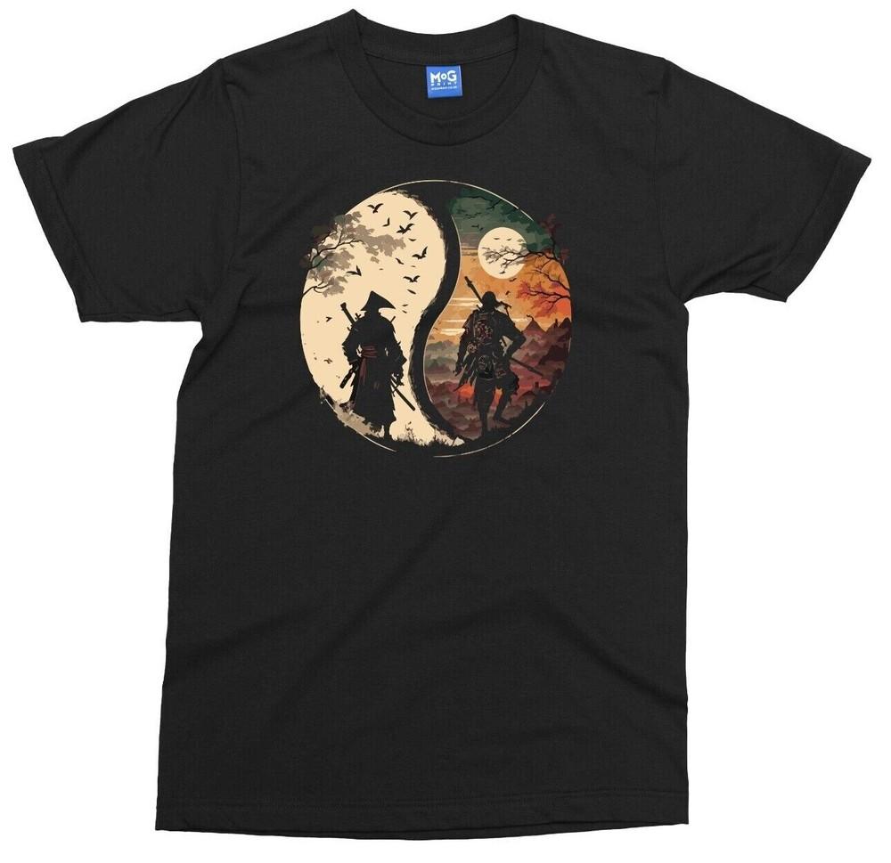 

Ying Yang T-shirt for Men Japanese Ninja Meditation Shirt Samurai Zen Gift Tee 4XL
