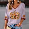 Women's V-Neck Halloween Print Lightweight Top for Spring and Summer