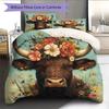 Coroa de Flores Animal Padrão Conjunto de Colcha Roupa de Cama Capa de Colcha Fronha Decoração de Casa Presente (1 capa de edredom + 2 fronhas, sem enchimento.)
