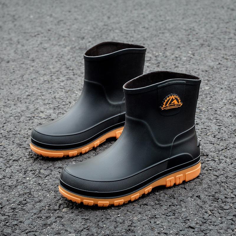 

New fashion rain shoes men s medium tube water shoes waterproof and non-slip water boots car wash kitchen wear labor insurance work shoes 44