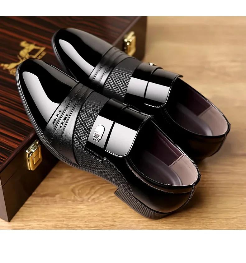 Men's Formal Leather Shoes Black Pointed Toe Man Loafers Party Office Business Casual Shoes for Men Oxford Shoes Male Dress Shoe
