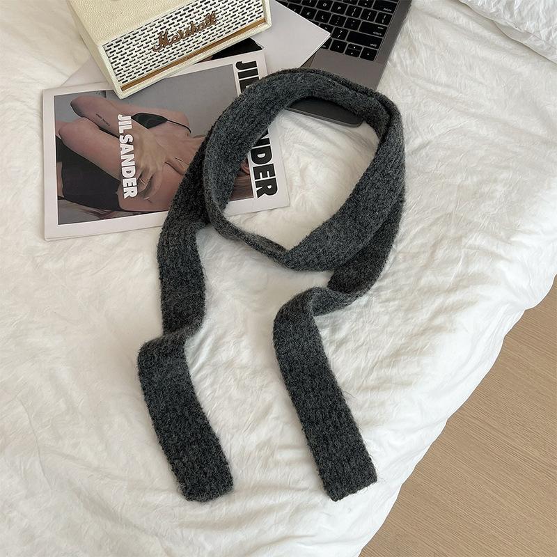 Winter New Women's Imitation Cashmere Mohair Scarf Solid Color Narrow Long Scarf Female Korean Version Knitted Woolen Scarves