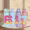 1PC Pastel Number Sixty Seven Art 750ml Color Plastic Sports Water Bottle Leakproof Flip Straw Lid Suitable for Sports Office Home Use
