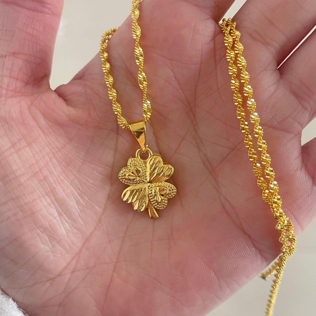 "Gold Heart & Water Drop Rose Necklace Pendant"
