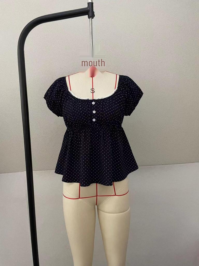 Polka Dot U-Neck Slimming Short Sleeve Summer Dress