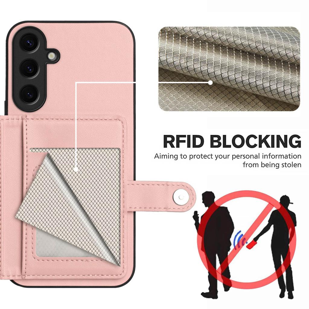 For Samsung Galaxy S24+ Case RFID Blocking Card Holder Kickstand TPU + PU Leather Phone Back Cover