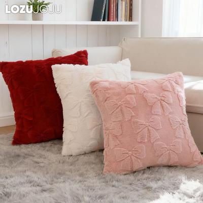 1 STÜCK LOZUJOJU 45x45cm Einfarbig Kissenbezug Schmetterlingsknoten Plüsch Weich Kissenbezug für Sofa Wohnzimmer Schlafzimmer Heimdeko