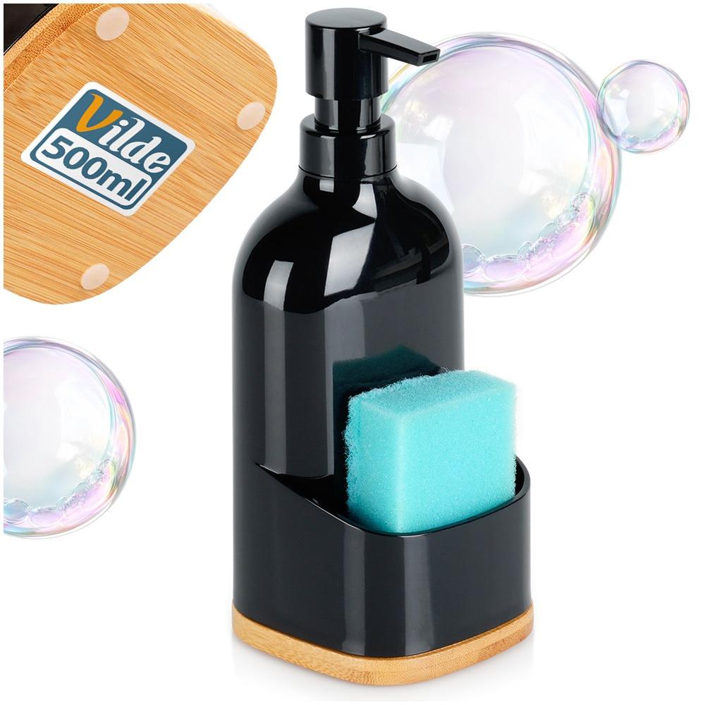 Dishwashing liquid dispenser with sponge container black 500 ml