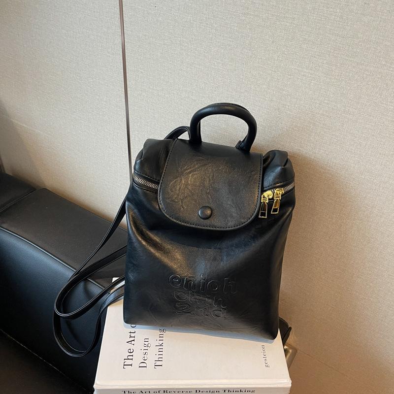 Soft-faced commuter backpack autumn and winter new retro fashion casual versatile handbag feeling backpack bag