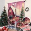 2pcs 2D Flat Printing Christmas Window Drapes Christmas Trees8 Versatile Fabric Without Electricity Festive Holiday Perfect for