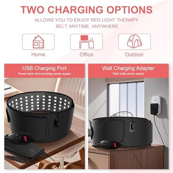 Red Light Therapy for Body 5 Light Levels Infrared Heat Therapy Belt Wrap for Back Waist Muscle Pain Relief 660nm 850nm Led Beads Device with Timer