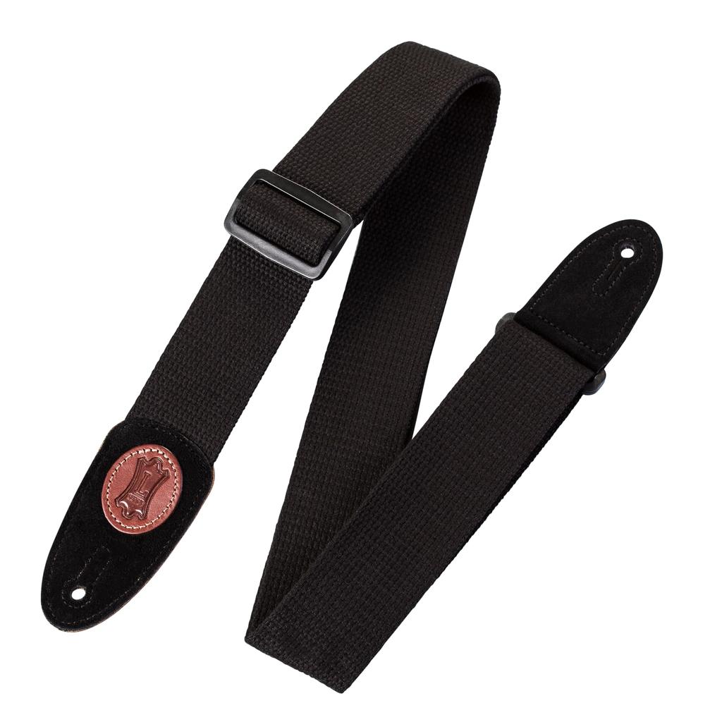 Leathers Signature Series Cotton Guitar and Adjustable Black Levy's Strap, Durable, Comfortable, - (MSSC8-BLK)