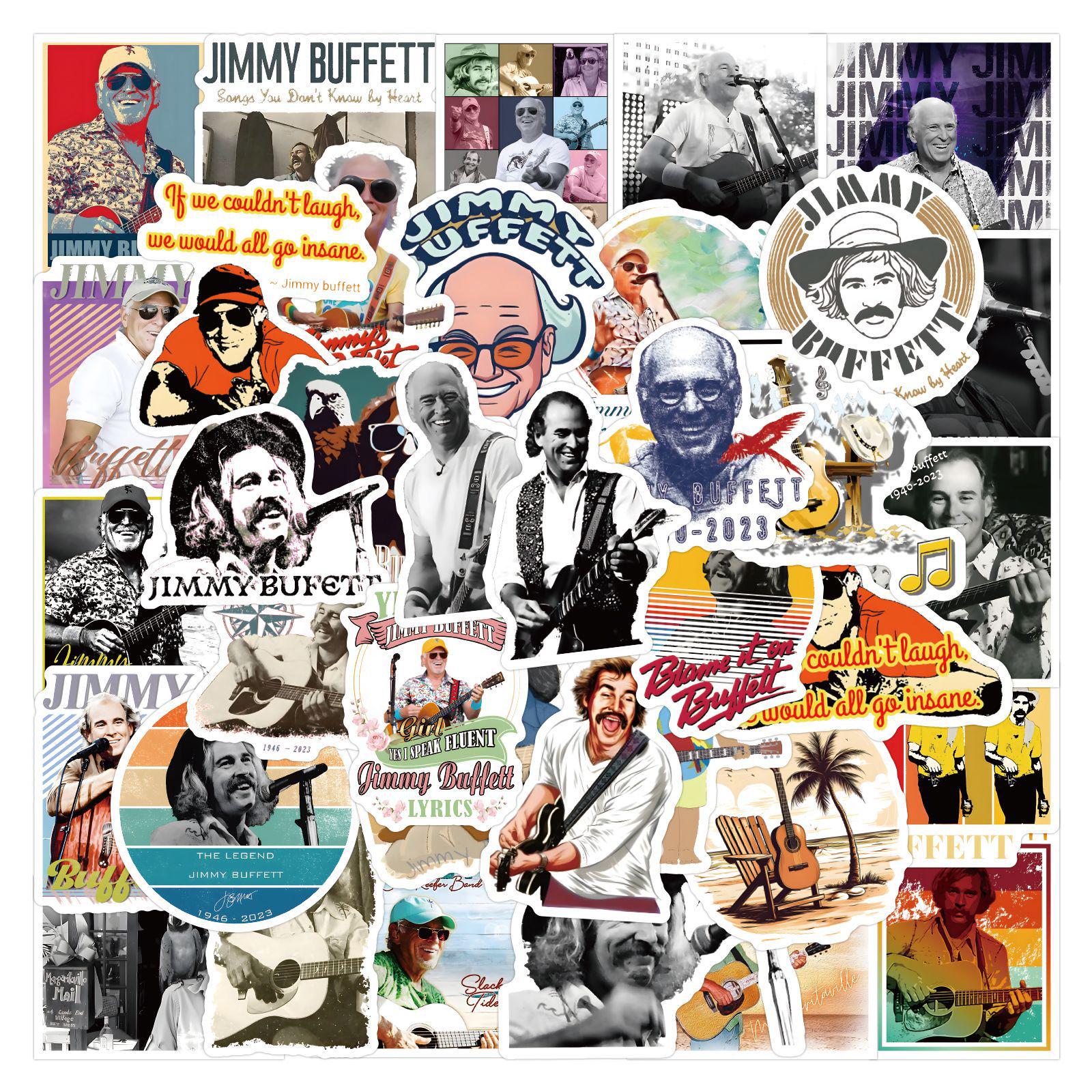 50pcs Jimmy Buffett Graffiti Stickers for DIY Suitcases & Skateboards