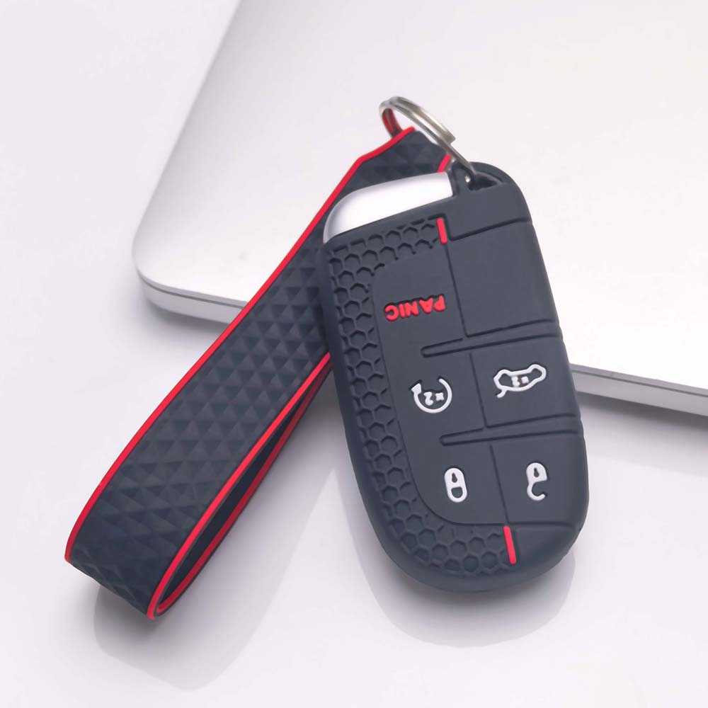 Key Shell Cover for Jeep cherokee challenger charger durango 1500 2500 3500 grand journey with Keychain Anti-Scratch Guard Shockproof Protection