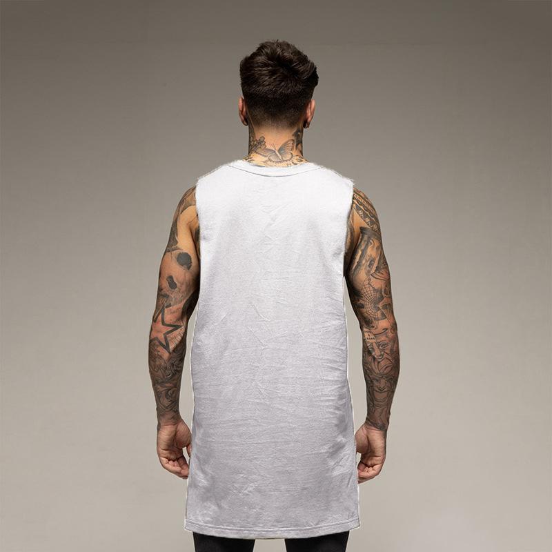 New Sports Vest Men'S Loose Summer Pure Cotton Fitness And Bodybuilding Quick Drying Sleeveless Shoulder White Base Shirt Sleeveless T-Shirt