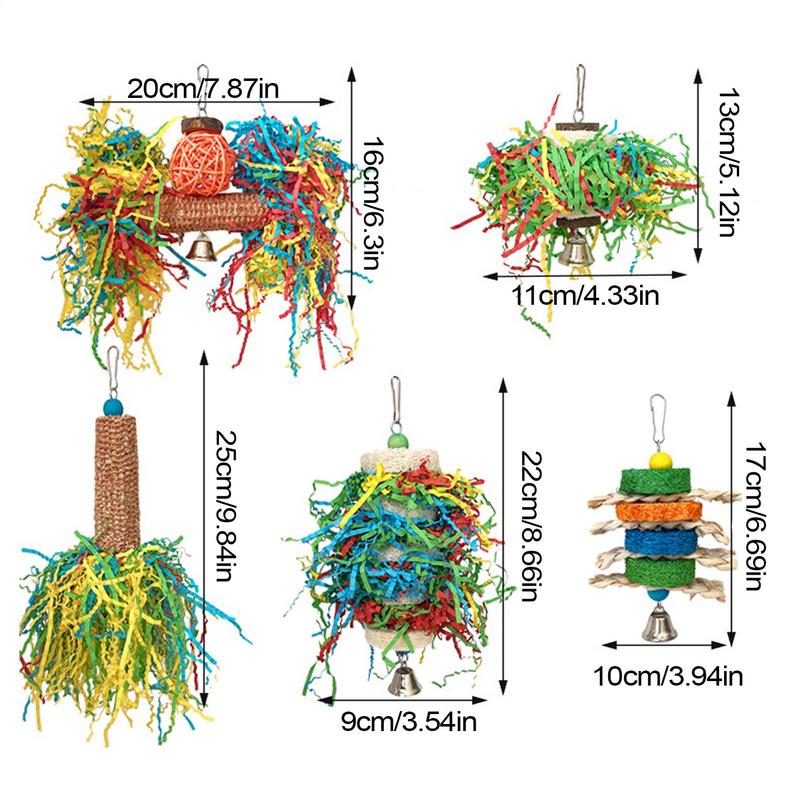 Vogel-Futterspielzeug Buntes Vogel-Schredderspielzeug Schredder-Knabberzubehör Leckerli-Spender Bewegungfördernd Geistig stimulierend