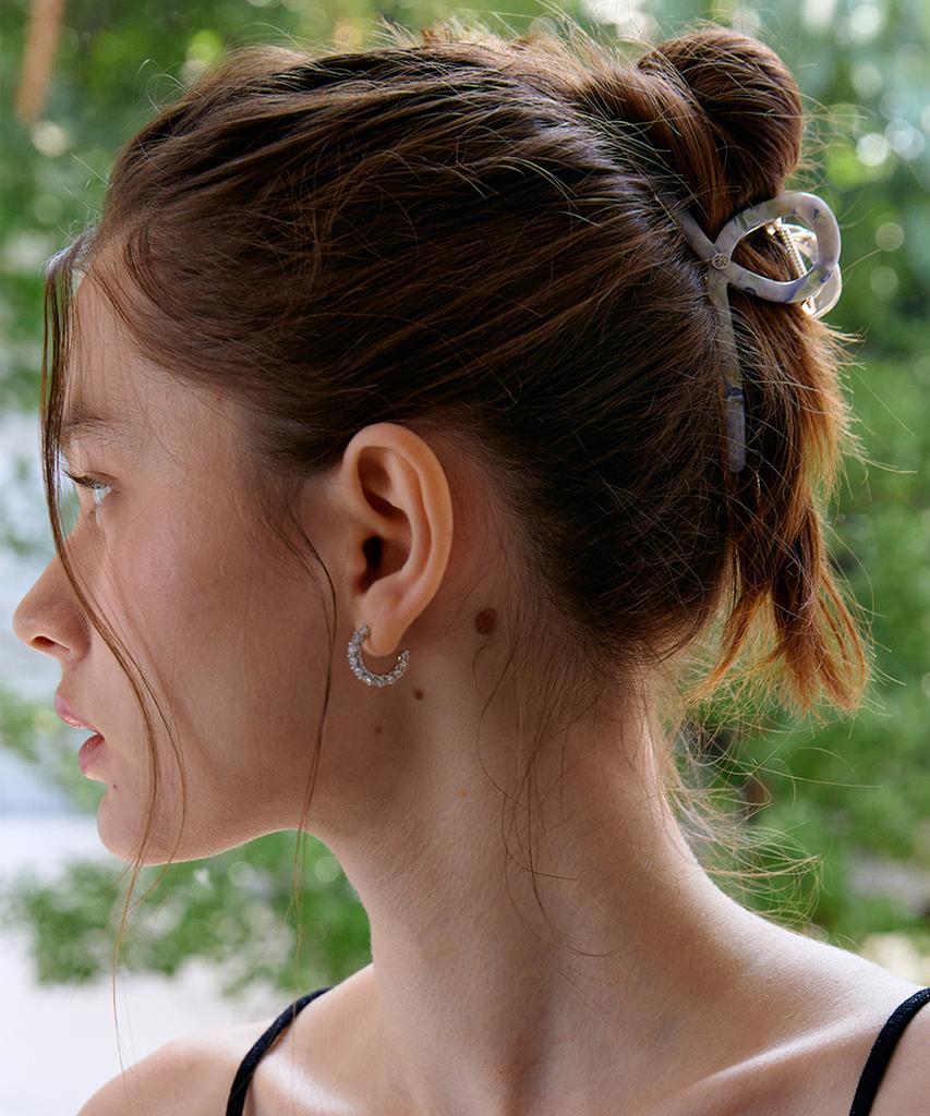 Obla Twist Metal Point Hair Clip_Blue Ivory Silver Hc012
