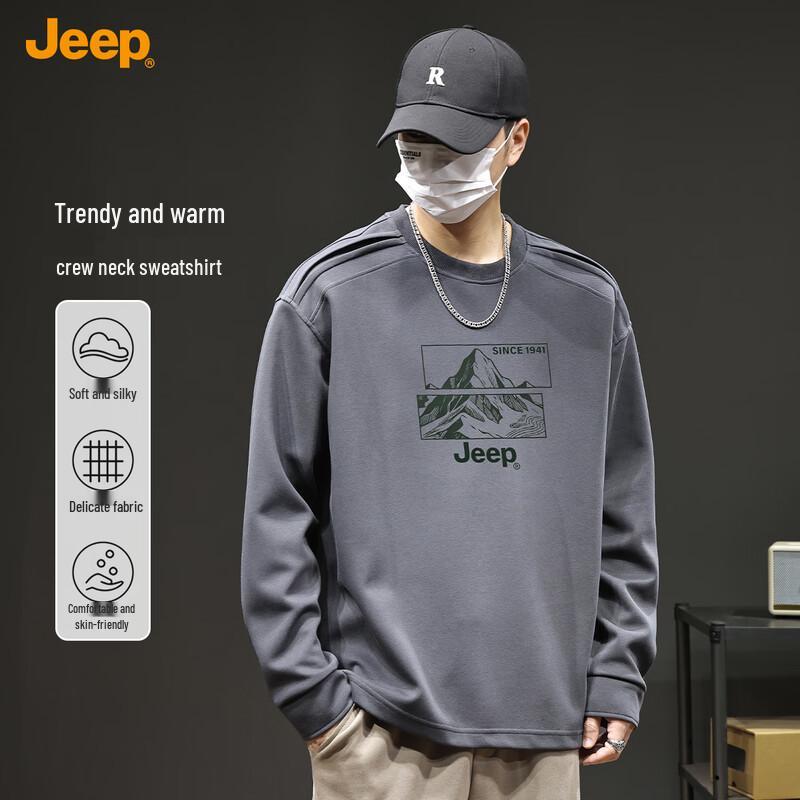 Jeep Men's Autumn Winter Loose Pullover Sweatshirt