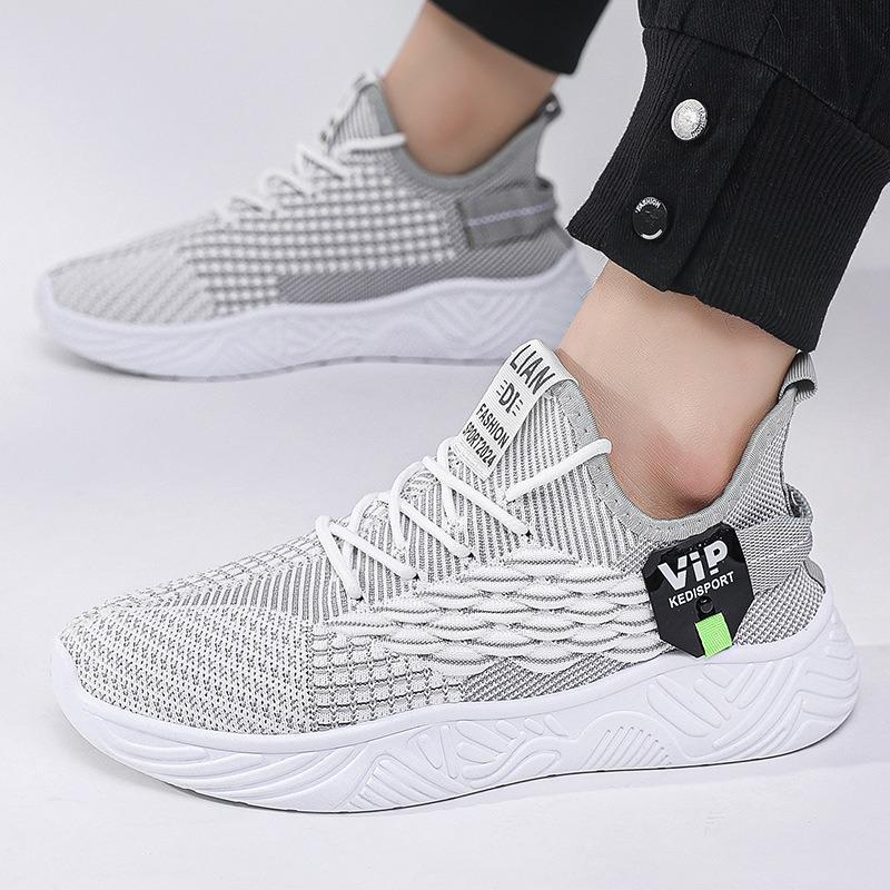 

Autumn new men s shoes breathable fly-woven mesh shoes youth casual shoes versatile running sports tide single shoes 44