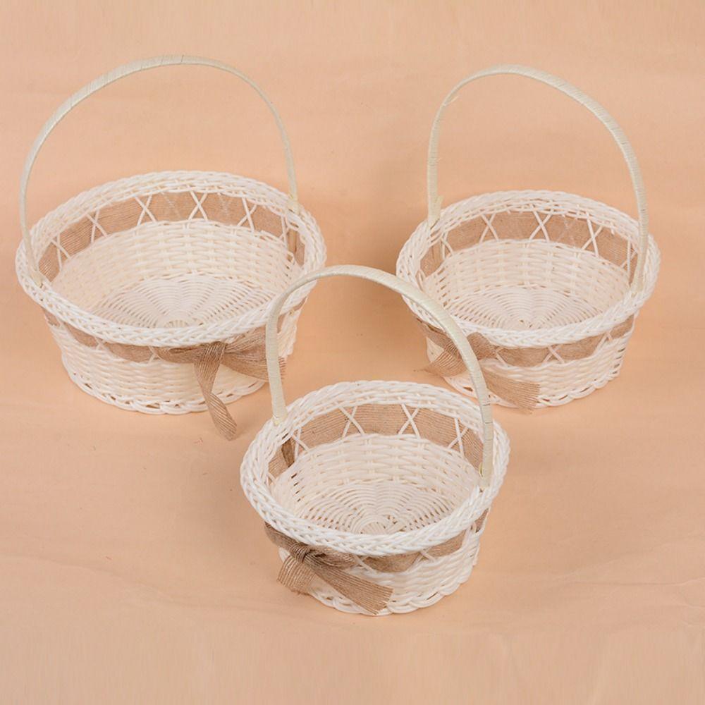 Beautiful Hand Made Storage Baskets With Handle Wicker Flower Basket  For Plant Home Wedding