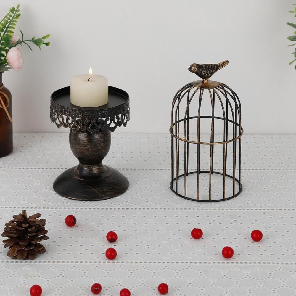 Delicate Birdcage Candle Holder Vintage Candlestick Crafts Plant Saucer Wedding