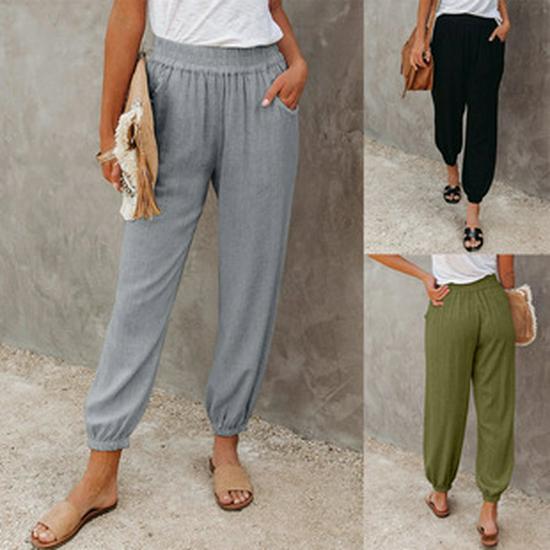 Pantaloni Casual Donna Autunno/Inverno 2026 Colore Unico Bottoni Micro-Svasati