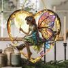 Fairy Angel Colorful Art Flower Suncatcher Stained Window Hanging Round Acrylic Pendant For Home Garden Yard Wall Ornament Decor
