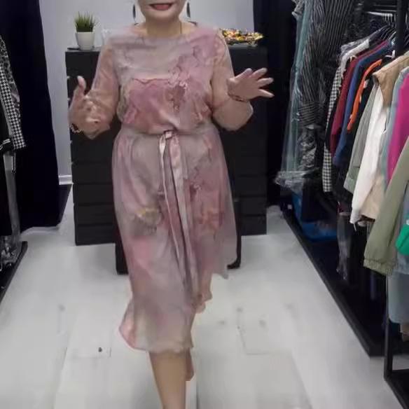 Elegant Ethnic Style Summer Dress for Middle-Aged Women