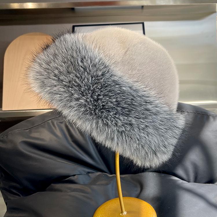 New Plush Mongolian Hat Women's Autumn and Winter Cold and Warm Northeast Basin Hat Ear Protection Hat Fox Hair Bucket Hat