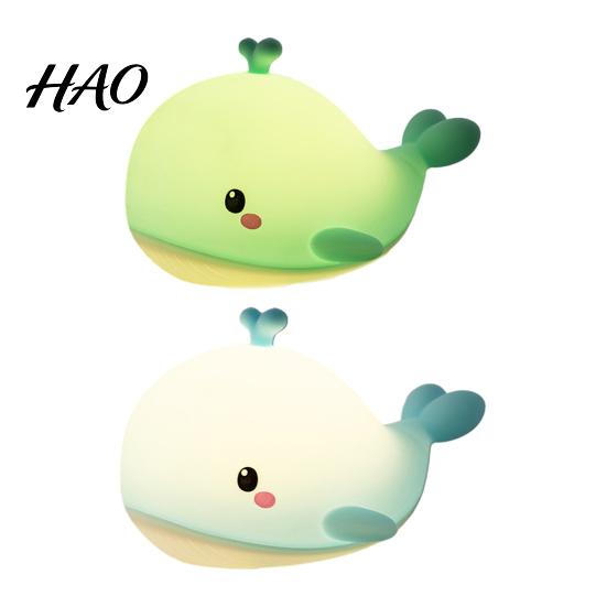 Cute Nursery Bedside Lamp Whale Silicone Touch Night Light, USB Rechargeable with Bedroom Decor 3 Brightness & Remote Control, 30 Min Timer
