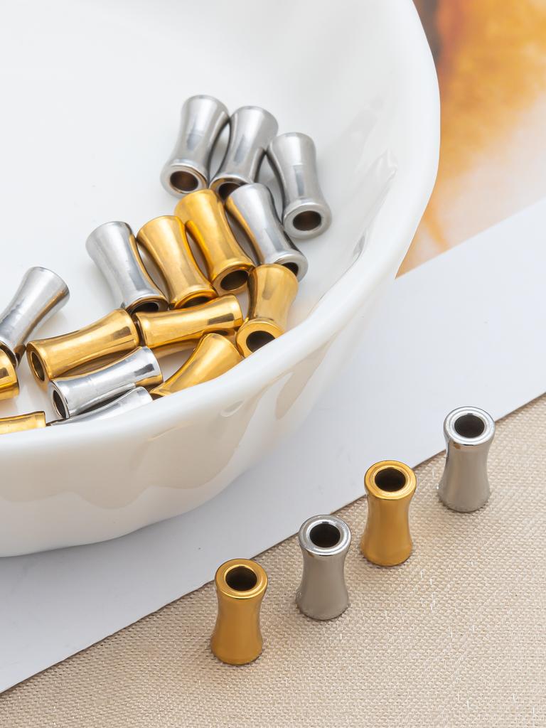 10pcs Stainless Steel Loose Spacer Tube Beads Barrel Drum Charms Pendants for Necklace Bracelet Jewelry Making DIY Handmade