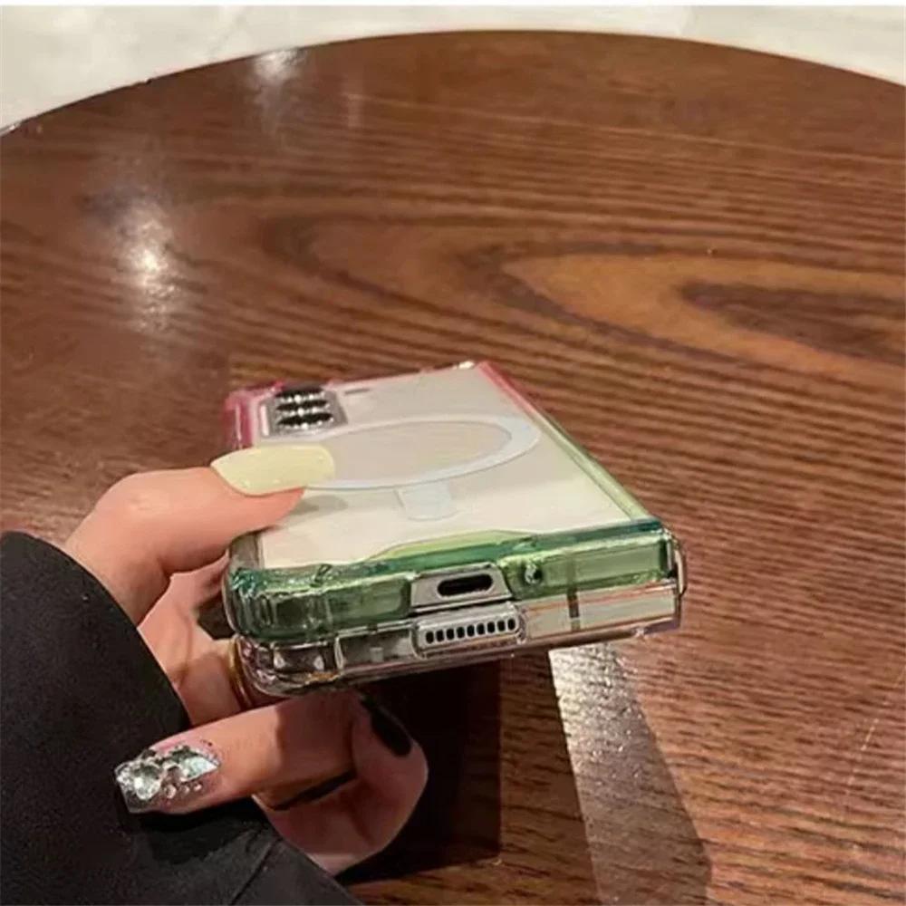 Gradient Candy Color Hyaline Shockproof Case for Samsung Galaxy Z Fold 7 6 5 4 3 5G for Magsafe Wireless Charging Protect Cover