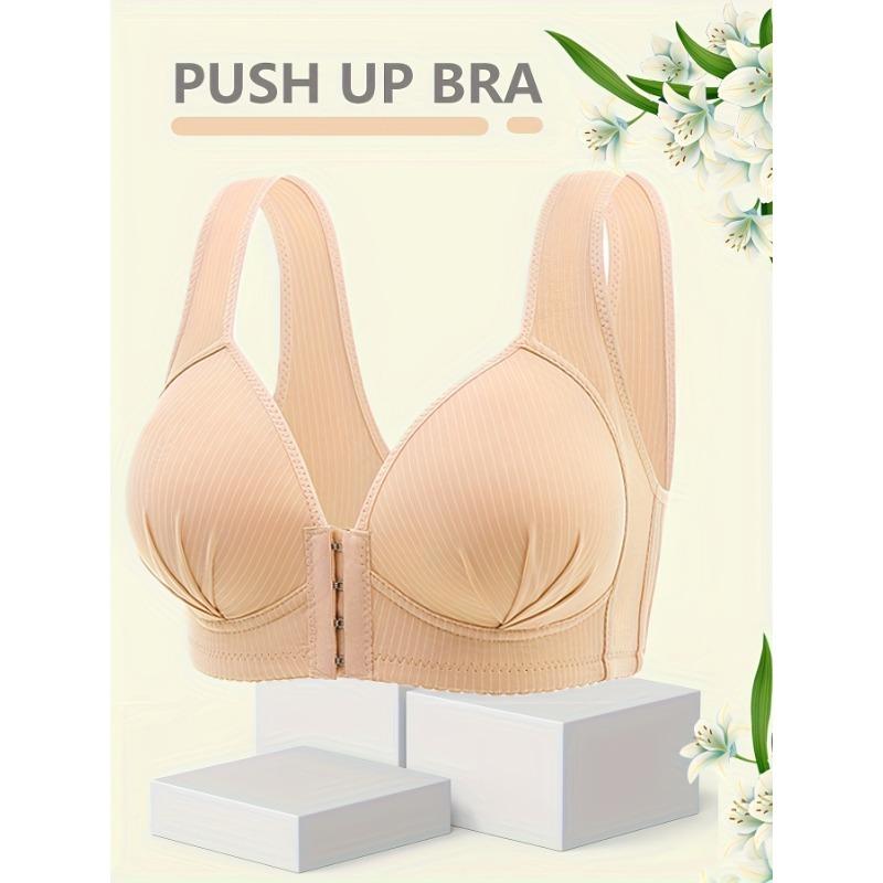 Women's Elegant Style Bra, Nursing Stretchy Bra With Front Closure, Comfort Support Underwear