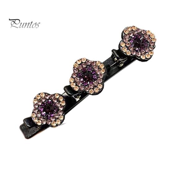 

Заколка для волос, заплетенная в косичку, двухслойная заколка для волос в форме цветка, заколка для волос с нескользящими зубцами, сверкающий блеск, аксессуар для волос I