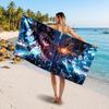 Kamado Tanjiro Printed Swim Towel, Portable Water Absorbent Towel for Beach Camping Daily Bathroom Use
