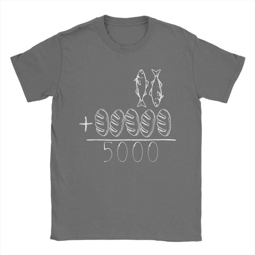 2 Pesci 5 Pani Gesù Nutre i 5000 Versetti della Bibbia Cristiana T-shirt Estiva Popolare Maglietta da Uomo Manica Corta Top Magliette