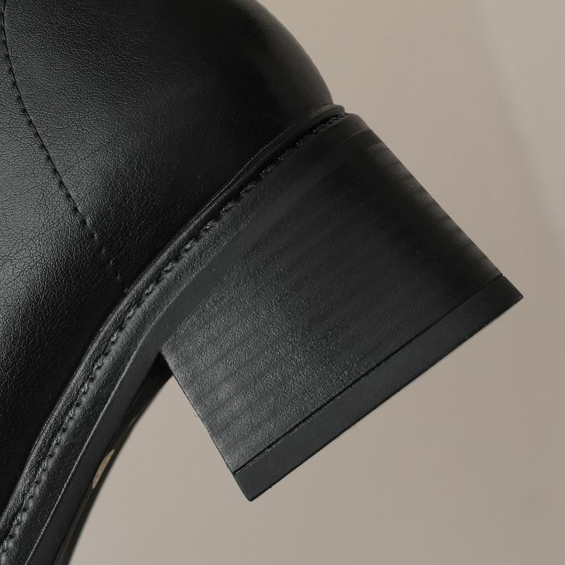 Fashion Women's new winter round head genuine leather cowhide warm fur integrated high heels, plus size calf snow boots, short boots