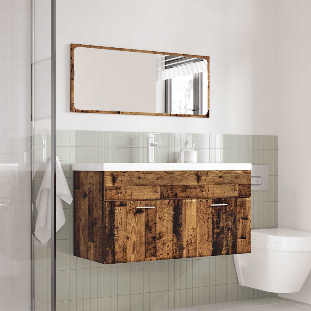 3 Piece Bathroom Furniture Set Rustic Wood Look Particleboard