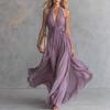 Neues sexy einfarbiges ärmelloses Taillenkleid mit V-Ausschnitt für europäische und amerikanische Frauen