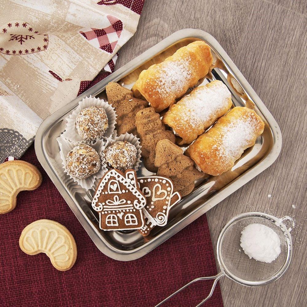 Rectangular Steel Serving Tray Platter for Sandwiches and Snacks