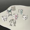 Contrasting Planet Enamel Oil Drop Opening Ring Butterfly Niche Design Ring Hip Hop Niche Design Index Finger Ring Girl