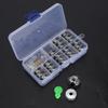 36pcs Metal Bobbins Sewing Machine Bobbin Set Aluminium Silver Sewing Machine Bobbin Plastic Storage Box