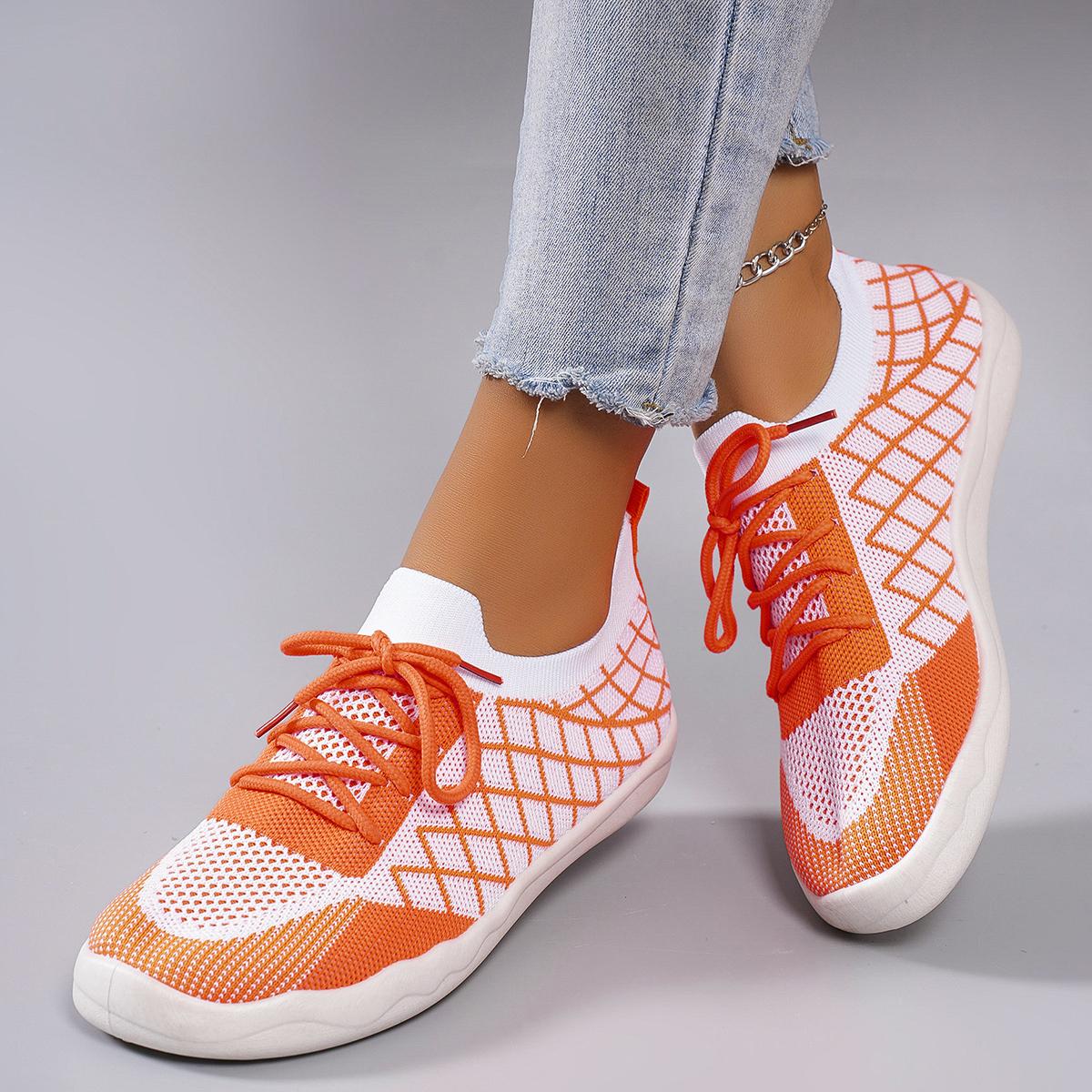 

Весенняя женская спортивная обувь, модная, дышащая, легкая, нескользящая, износостойкая, повседневная спортивная обувь, туфли на плоской подошве 36 оранжевый