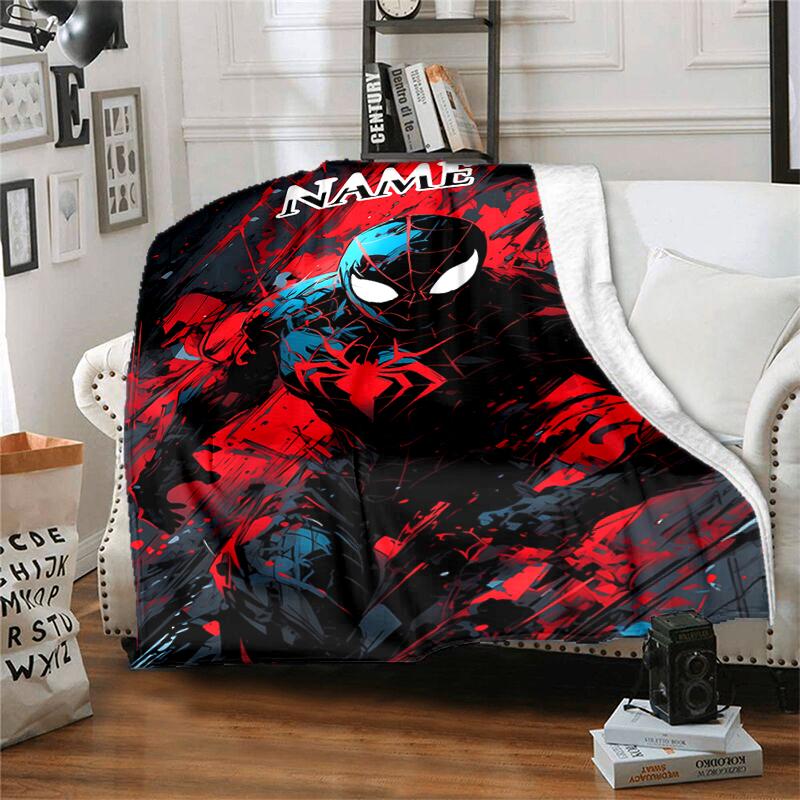 Customiz Name Personality Spider-Man Blanket Soft &Warm Sofa Office Bed Travel Lunch Break Blanket, Gift Suitable All Seasons