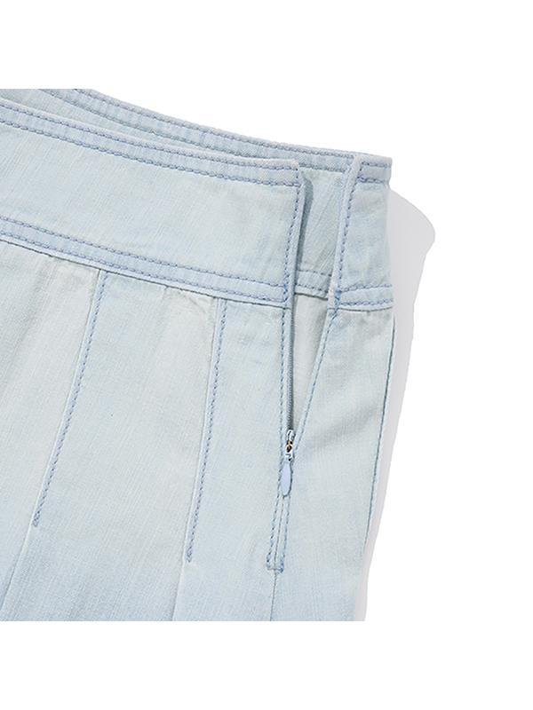 Kirsh Gradient Pleated Denim Skirt [Blue]