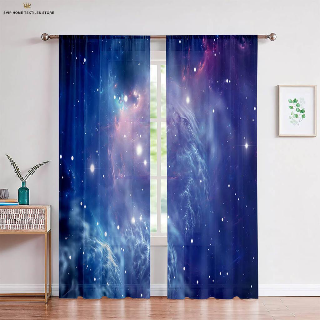 Verträumte Sternenhimmel-Szenerie 3D-gedruckte Polyesterfaser-Vorhänge, Maßgefertigte Vorhänge, Geeignet für Schlafzimmer-, Wohnzimmerdekoration