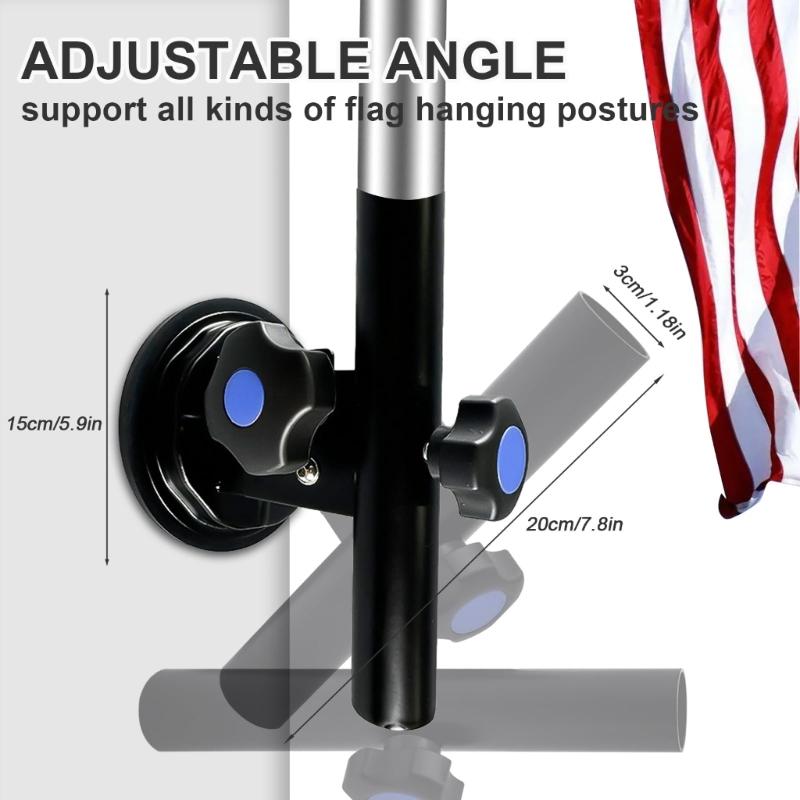 Adjustable Angles Heavy Duty Suction Cup Flagpole Mount Rustproof Suitable For Trucks Campers Trailers Boats Motorhomes