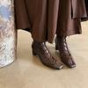 Full Leather French Niche Design Square Head Leather Shoes 2025 New Thick Heel Lace-up Single Shoes Women's High Heel European Goods Women