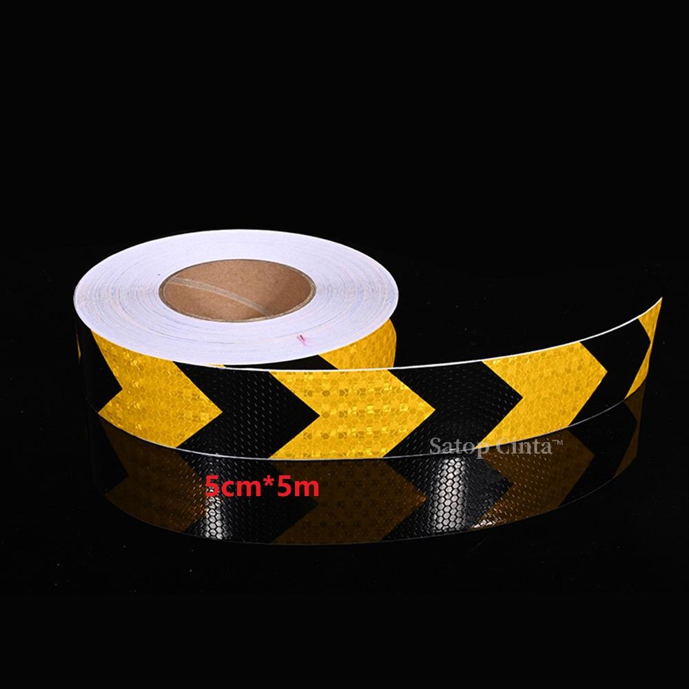 5cm/10cm/20cm*5M Arrow Reflective Hazard Safety Tapes Yellow-Black Warning Caution Reflectors Strips Adhesive Stickers For Trail